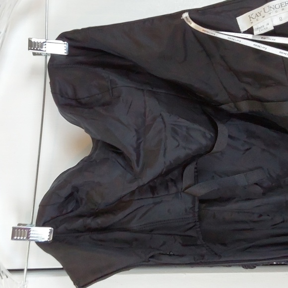 Kay Unger Black Silk Strapless Mini Dress Flounce Hem Neutral Quiet Luxury Sz.8 - Picture 9 of 11